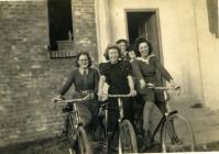 Land Army Women on bikes