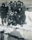 Group of Land Army women in the snow