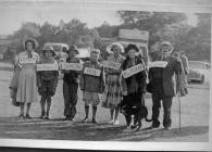 Group in fancy dress at Rhayader Carnival, ?1953