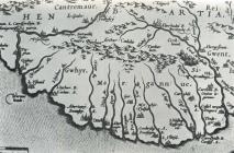 Map of Glamorgan south by Humphrey Lhuyd 1573