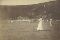 Photograph: Tennis on the beach at Cemaes