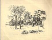 Pencil drawing of Abernant Lake Hotel, 1940