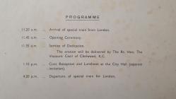 Programme of events for Temple of peace opening...