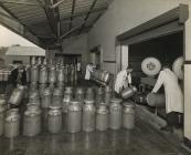 Photograph: MMB, milk churns on a weighing machine