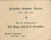 Invitation card from High Sheriff of Flintshire