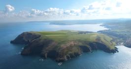 An aerial view of Ynys Dinas in Pembrokeshire,...