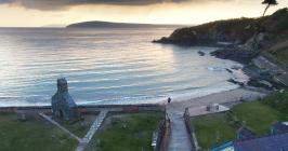 An aerial view of St Brynach's Church...