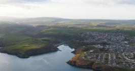 Aerial view of Fishguard, Pembrokeshire, at...