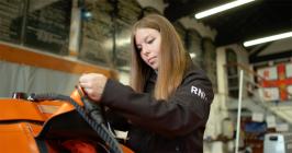 RNLI crew member Kiri Chaplin inspecting kit at...