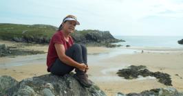 Eila Wilkinson at Porth Dafarch beach.