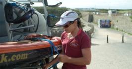 Eila Wilkinson at Porth Dafarch, preparing her...