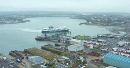 Aerial view of Pembroke Dock with an Irish...