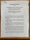 1932 Disarmament affirmation and resolution...