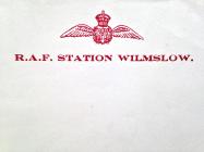 RAF Wilmslow station crest on on official paper...