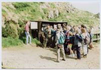 Visitors to Skomer Island at the sales point, 1995
