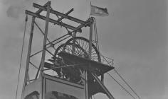 Headgear with NCB flag, Nantgarw Colliery, 1952 
