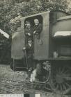 Workmen on locomotive, Mountain Ash Railway...