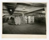 Man moving sacks with forklift at Dairy Factory