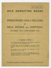 Milk Marketing Board. Prescribed daily record...