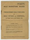 Milk Marketing Board. Prescribed Daily Record...