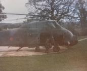 Welsh infantry soldier leaving a RAF helicopter...